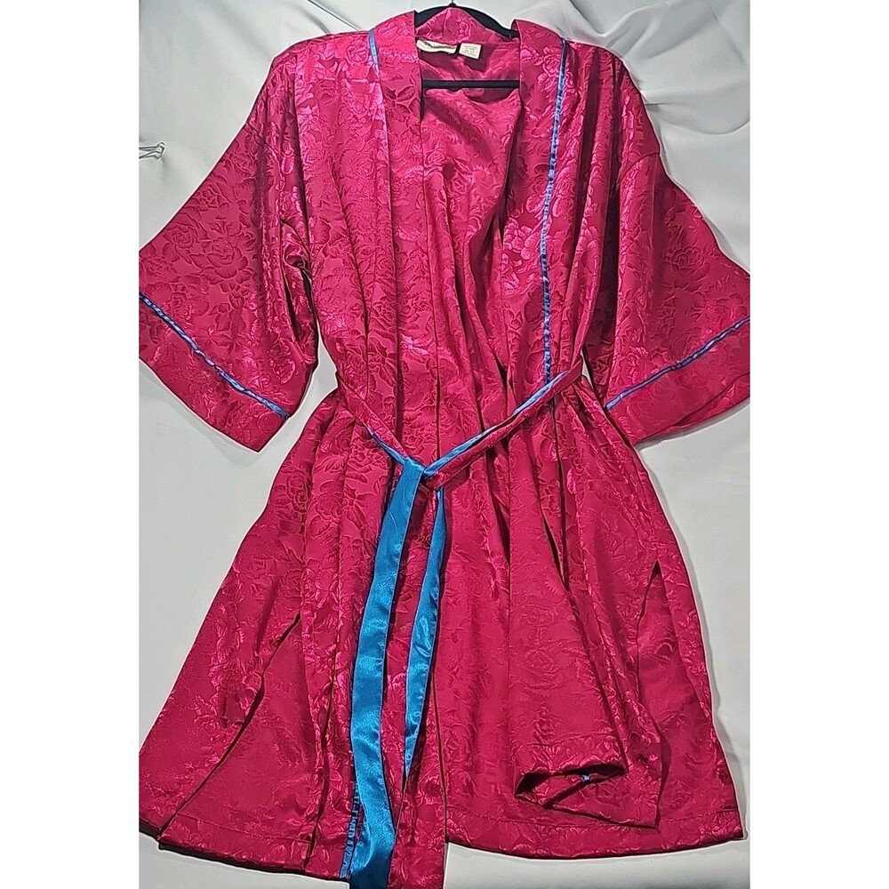 Victoria's Secret Women's One Size Satin Abstract Kimono Robe Tie Belt